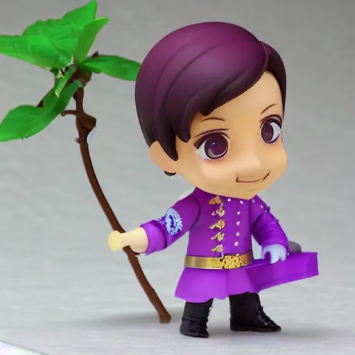 Prompt: prince ( musician ) as nendoroid among big burple flowers, kodak film