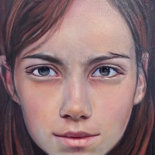 Prompt: amazing portrait painting, what\'s wrong with her eyes?