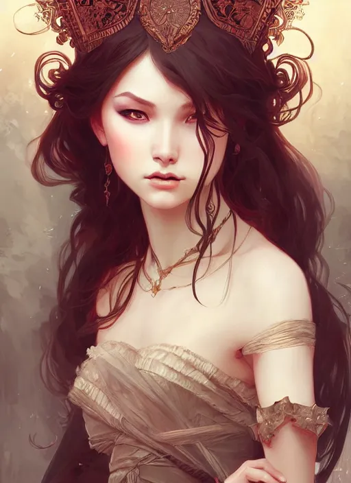 Prompt: girl venizian era, dark fantasy, extremely detailed, sharp focus, portrait, smooth, digital illustration, by rossdraws, mucha, frank franzzeta, sakimichan