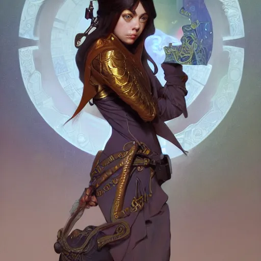 Prompt: cyber monk aubrey plaza, fantasy, d & d, intricate, detailed, by by alphonse mucha, adolfo hohenstein, alice russell glenny, stanley artgerm lau, greg rutkowski, detailed, trending on artstation, trending on artstation, smooth