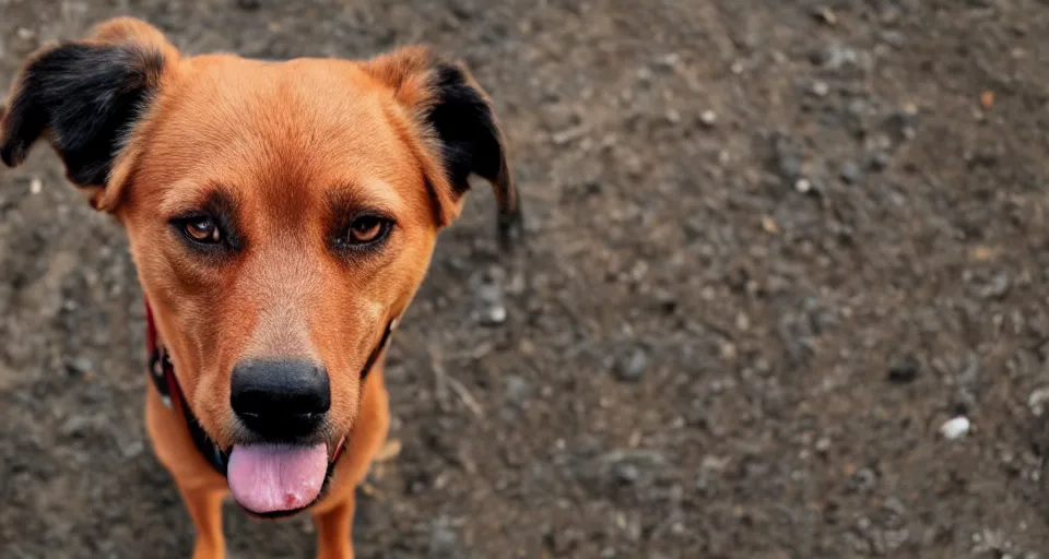 Prompt: Red dog with black spots.