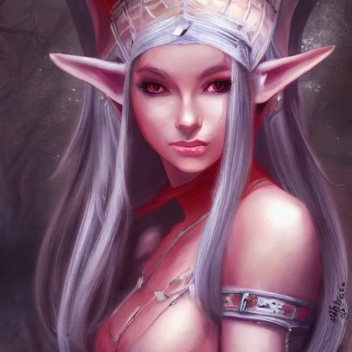 Image similar to female elf detailed painting fantasy art artstation hd detailed painting by lu ji