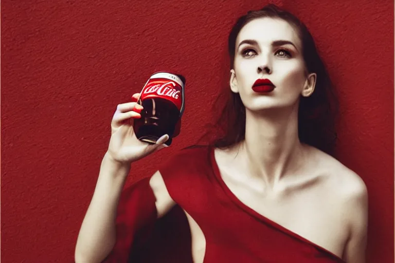 Image similar to beautiful model woman drinking a Coca-Cola by Alessio albi