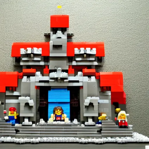 Image similar to castle greyskull from he - man made out of legos