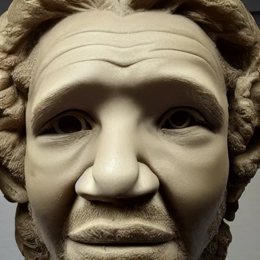 Prompt: sculpture of the face of aphex twin by michelangelo