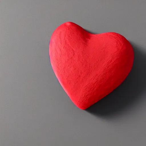 Image similar to 3d render of a badly formed red putty heart shape in the middle of a gray sheet of paper