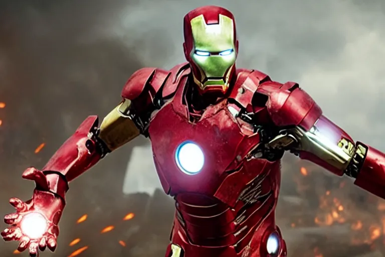 Image similar to film still of zombie Ironman in new avengers movie, 4k