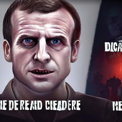 Image similar to screenshot of emmanuel macron as a character in dead by daylight video game