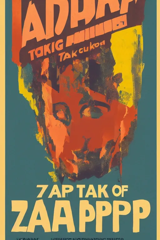 Prompt: poster for an exhibition called zapzarap : the art of taking away