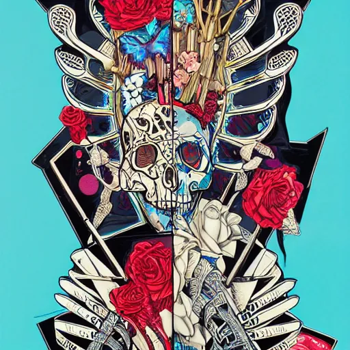 Prompt: Skeletal remains by Tristan Eaton