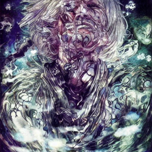 Image similar to ! dream old man, by art by yoshitaka amano, - n 9, by yoshitaka amano,