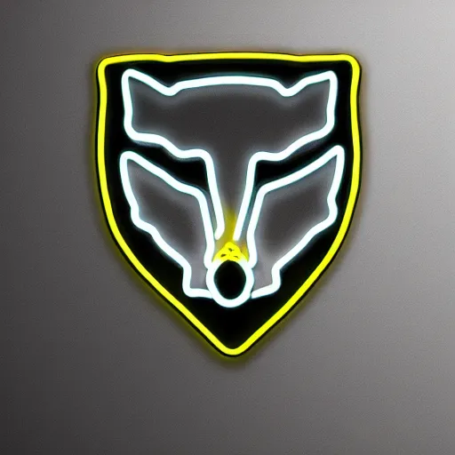 Image similar to neon logo of a fox head on a shield