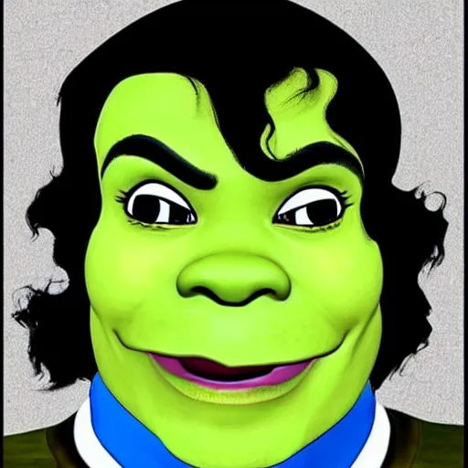 Prompt: shrek as michael jackson, very detailed face, symetry!!