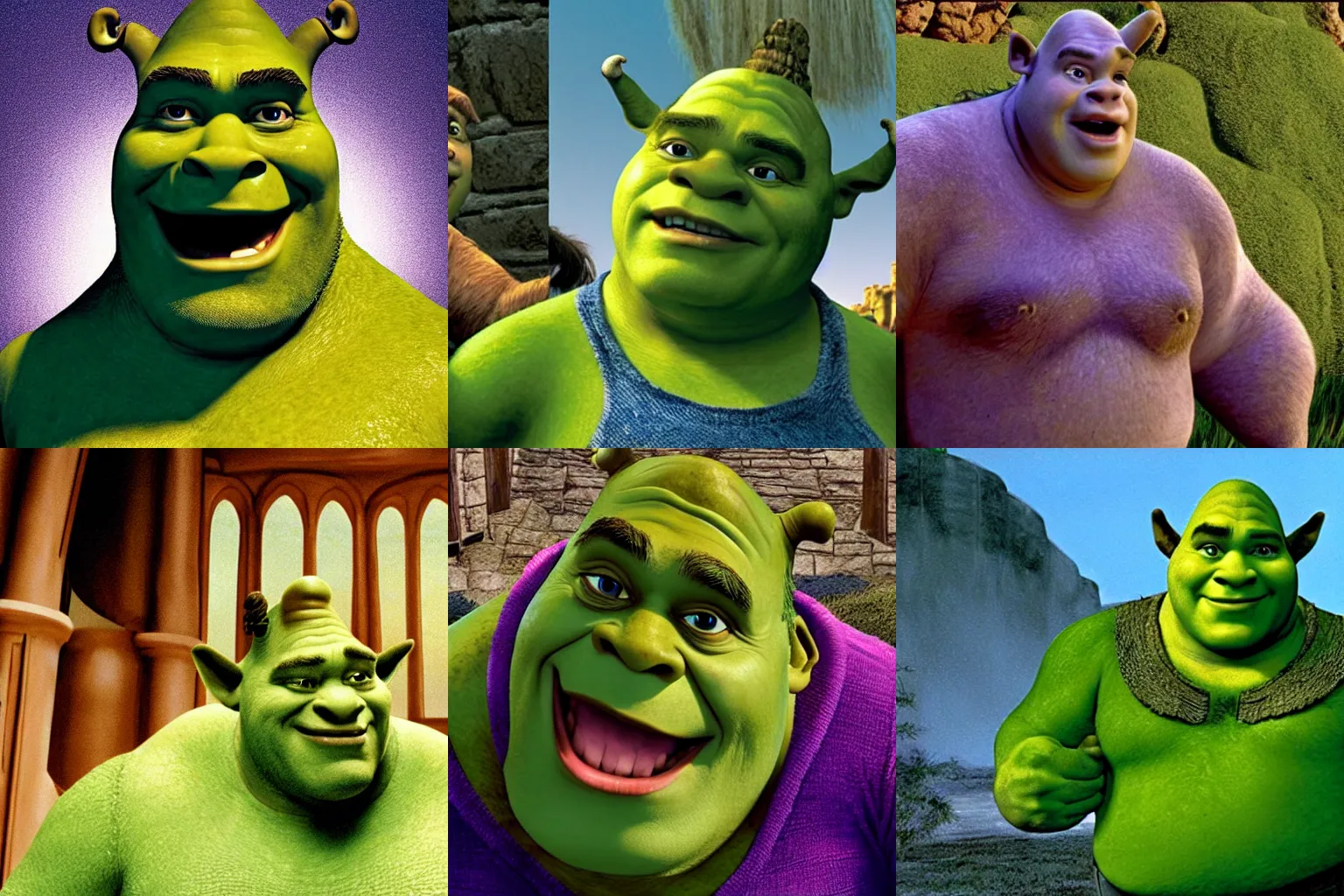 Prompt: Film still of Steve Harwell as Shrek (1997)