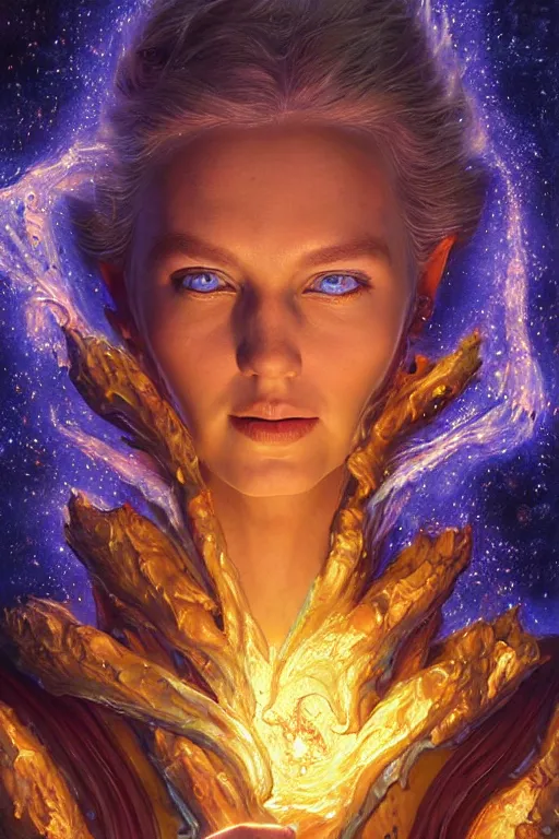 Image similar to beautiful oil painting with high detail of a wise Space ent((((Melting))))) made of stars and plasma, hybrid from dungeons and dragons and art direction by James Cameron ;by artgerm; wayne reynolds art station; cinematic quality character render; low angle; ultra high quality model; production quality cinema model