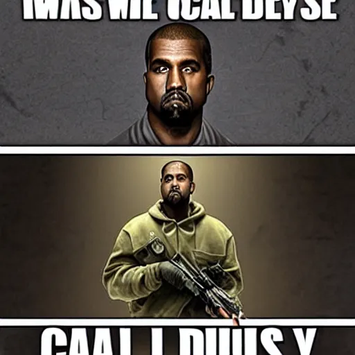 Prompt: kanye west, in the style of call of duty : modern warfare two