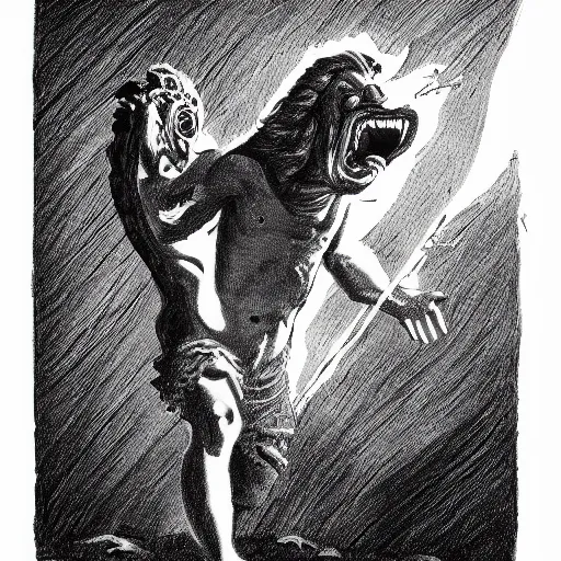 Prompt: apollo screaming, illustration drawing