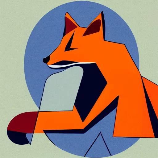 Image similar to cubist vector style fox art, on a white background