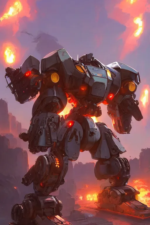 Image similar to mechwarrior 5 : mercenaries mech rockman cyborg robot boss tank engine octane render, 4 k, hd 2 0 2 2 3 d cgi rtx hdr style chrome reflexion glowing global fanart artstation by jesper ejsing, by rhads, makoto shinkai borderlands and by feng zhu rossdraws digital cinematic pixar and disney unreal