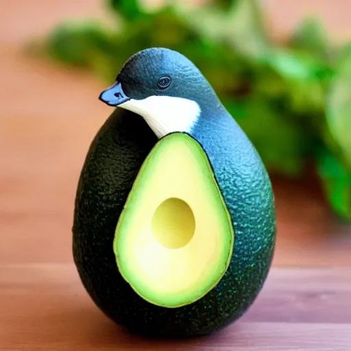 Prompt: a goose in the shape of an avocado