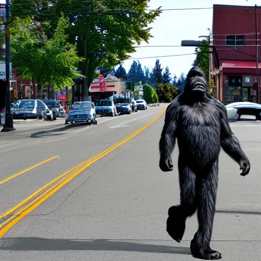 Image similar to bigfoot walking down the street in downtown Bremerton Washington