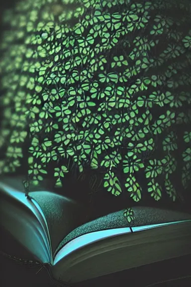 Image similar to “ very photorealistic photo of vines growing out of a woman ’ s book as she sleeps, award - winning details ”