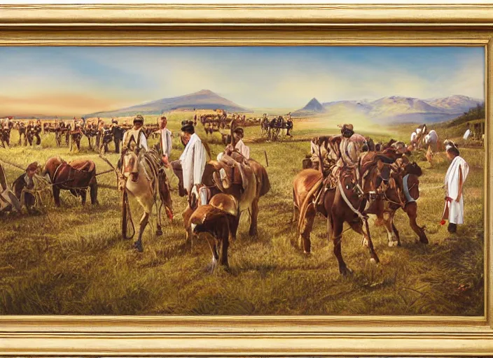 Prompt: mormon pioneers, highly detailed, kitamura