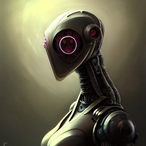 Image similar to low angle shot of a cyberpunk gazmask robot character, front shot, wide angle, intricate, elegant, highly detailed, centered, digital painting, artstation, concept art, smooth, sharp focus, illustration, artgerm, Tomasz Alen Kopera, Peter Mohrbacher, donato giancola, Joseph Christian Leyendecker, WLOP, Boris Vallejo