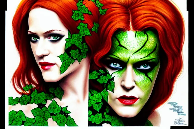 Image similar to portrait of evan rachel wood as poison ivy, detailed