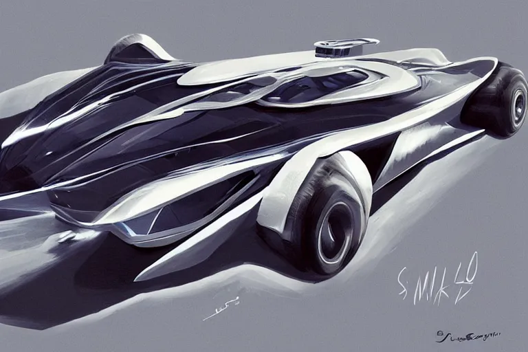 Prompt: futuristic vehicle concept, illustrated by sydney mead