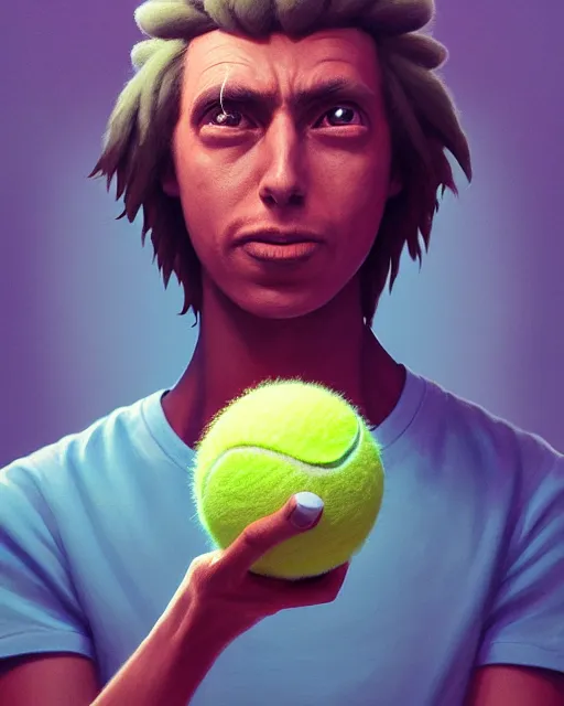 Image similar to highly detailed vfx portrait of a character of a tennis ball monster stephen bliss, chalk, unrealengine, greg rutkowski, loish, rhads, beeple, makoto shinkai and lois van baarle, ilya kuvshinov, rossdraws, tom bagshaw,