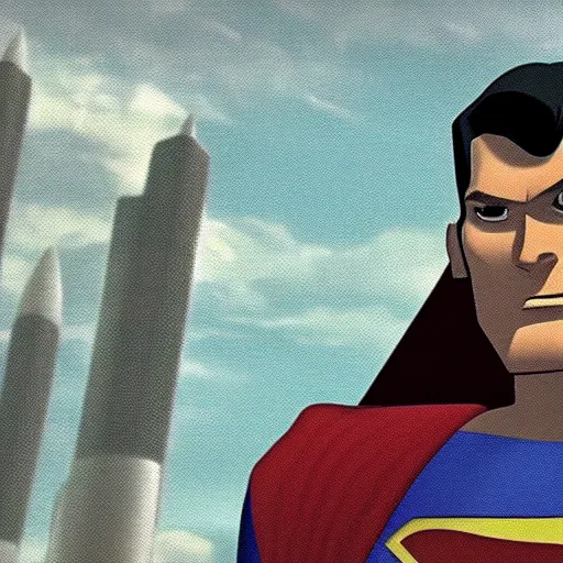 Prompt: Film still of Superman, from Star Wars: The Clone Wars (2008–2020 TV Series)