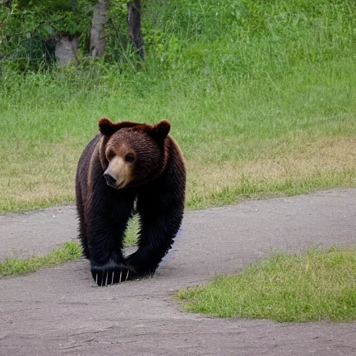 Image similar to a bear entering in picnic are, people are panicking and running