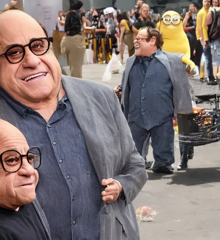 Image similar to photo of danny devito morphing into a minion