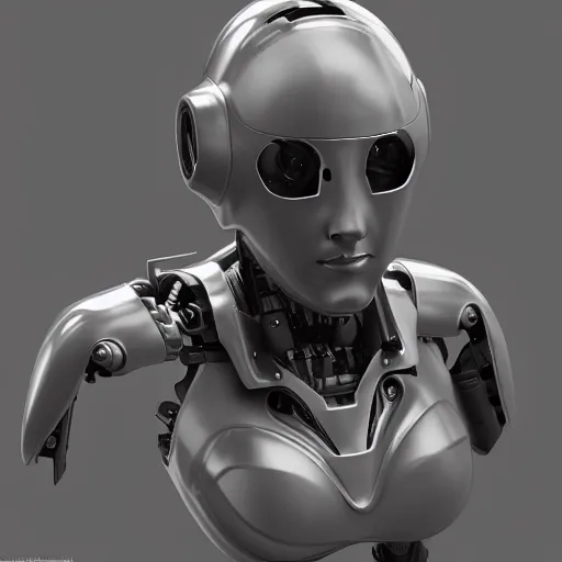 Image similar to an amazing robot-helmet, robotic head-bust portrait, of a sci-fi, human robot hybrid with weaponized systems built into the 3d helmet, cgi, zbrush, blender, octane render