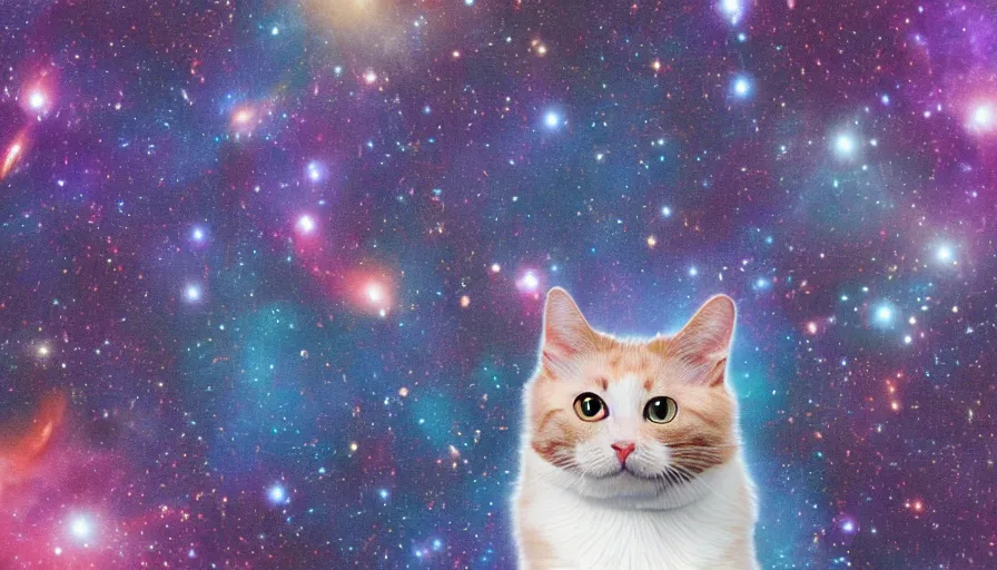 Prompt: a cat swimming in a galaxy