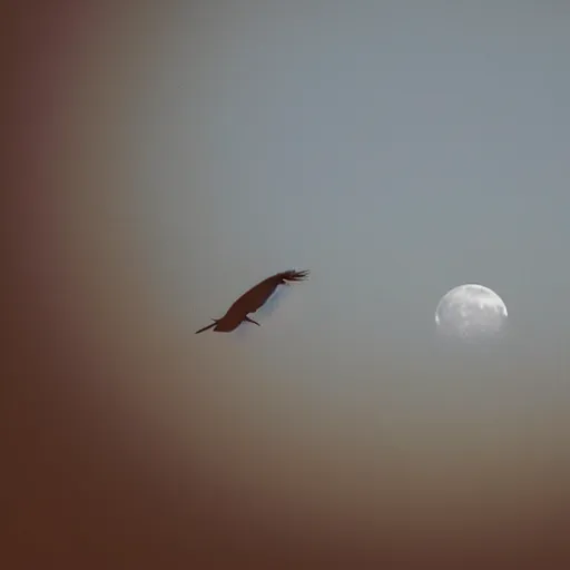 Prompt: a photo of a bird flying in front of a full moon
