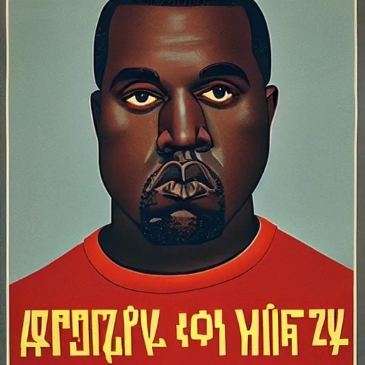 Image similar to a soviet equality propaganda poster of kanye west