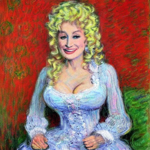 Image similar to dolly parton art by claude monet