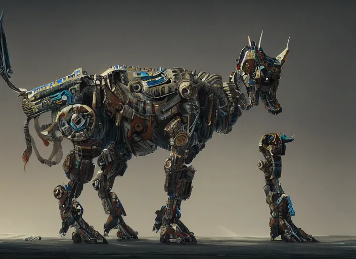Image similar to full body concept art illustration painting of a robot animal with intricate armor, ultra detailed, digital art, octane render, dystopian, zero dawn, 4k