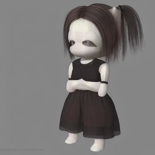 Prompt: cute fumo plush girl who is a glitch with broken textures and a missing mesh, vray