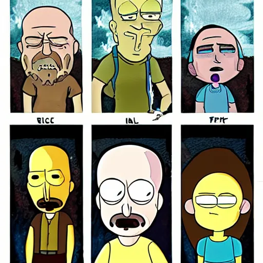Prompt: breaking bad crossover with rick and morty, deviantart