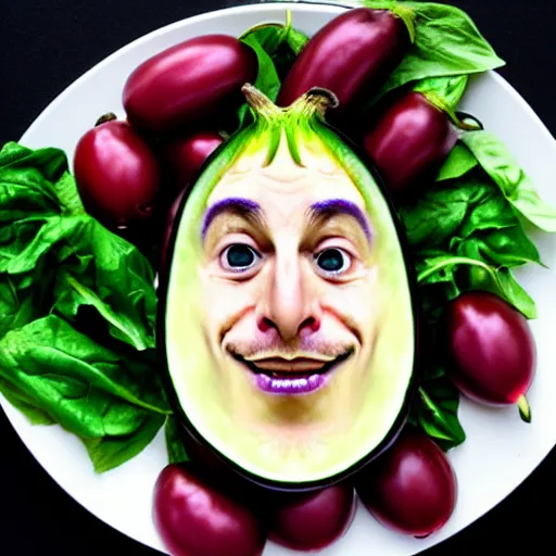 Image similar to eggplant with the face of elon mask,