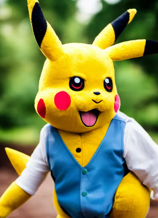 Prompt: portrait photo still of real life pokemon character pikachu, 8 k, 8 5 mm f 1. 8