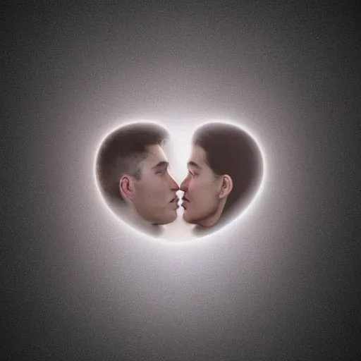 Image similar to perfectly centered symmetrical balanced male and female portrait of man and woman in love sharing one heart. art by santiago calatrava, high coherence ; 3 d render 8 k octane ultra hd