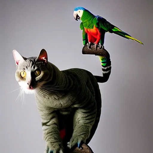 Image similar to a parrot - cat - hybrid, animal photography