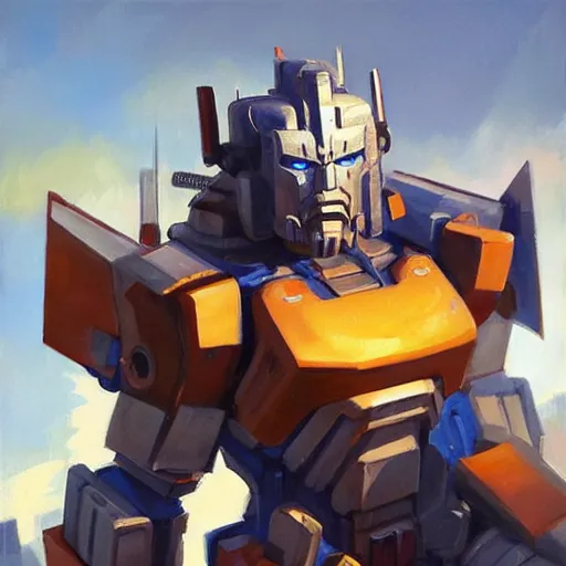 Prompt: greg manchess portrait painting of optimus prime as overwatch character, medium shot, asymmetrical, profile picture, organic painting, sunny day, matte painting, bold shapes, hard edges, street art, trending on artstation, by huang guangjian and gil elvgren and sachin teng