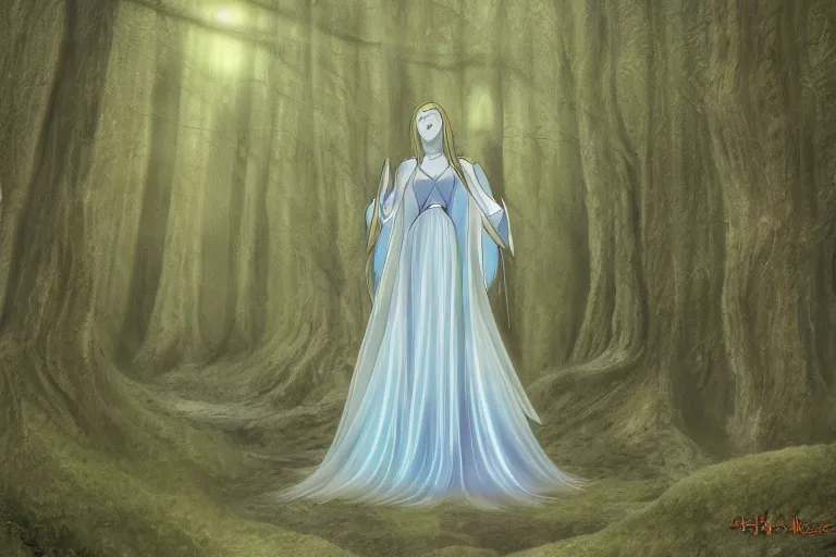 Image similar to tonemapped galadriel by hayao miyazaki, highly detailed,