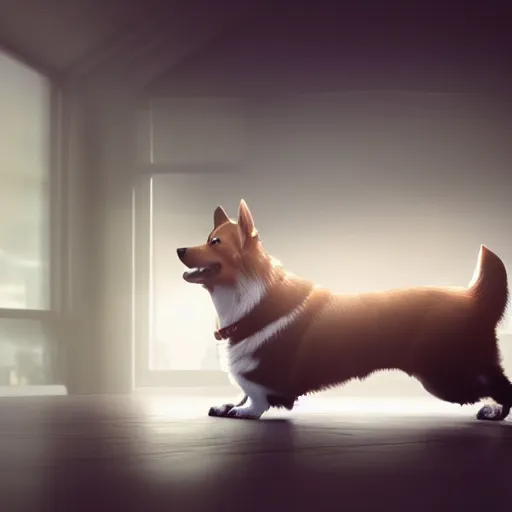 Prompt: a Photorealistic dramatic hyperrealistic render of a beautiful corgi ,Beautiful dynamic dramatic dark moody lighting,shadows,cinematic atmosphere,Artstation,concept design art,Octane render,8K