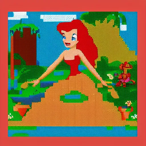 Prompt: Disney's Ariel as an playstation 1 pixel art Game